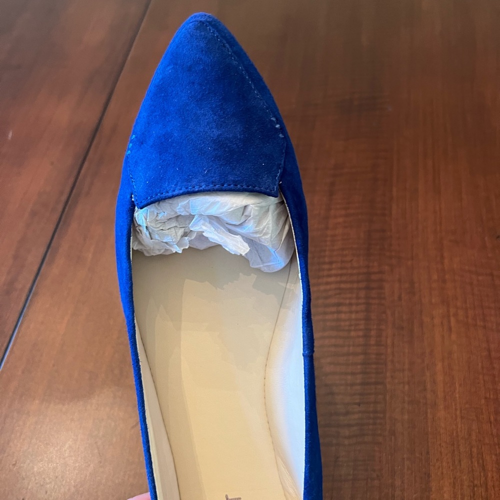 Nine West Blue Swede Flats Size 8 NWT